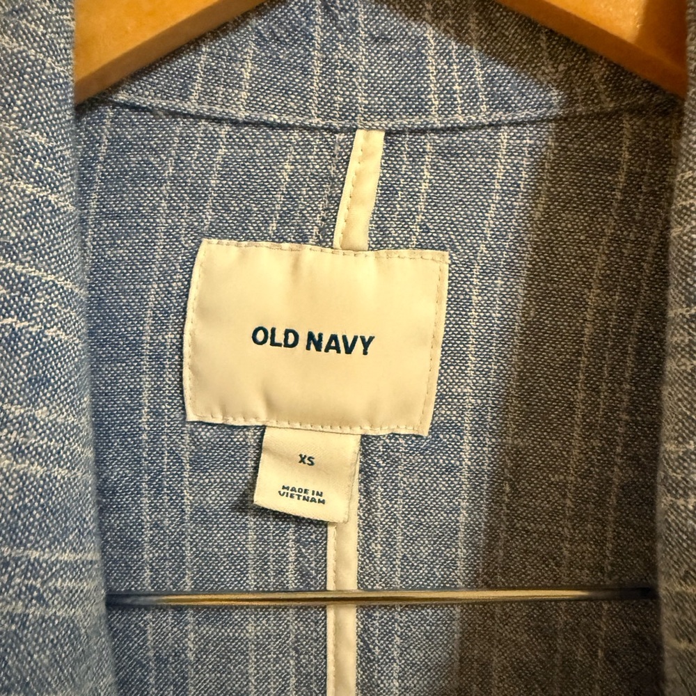 Old Navy Blue Linen Blend Striped Blazer Size XS - Picture 3 of 6